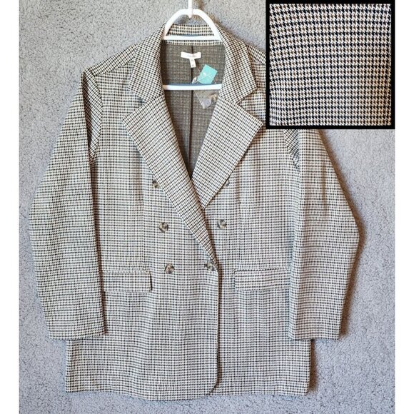 Maurices Jackets & Blazers - NEW Maurices Women's Double Breasted Blazer Jacket Houndstooth Tan/Brown Size XL